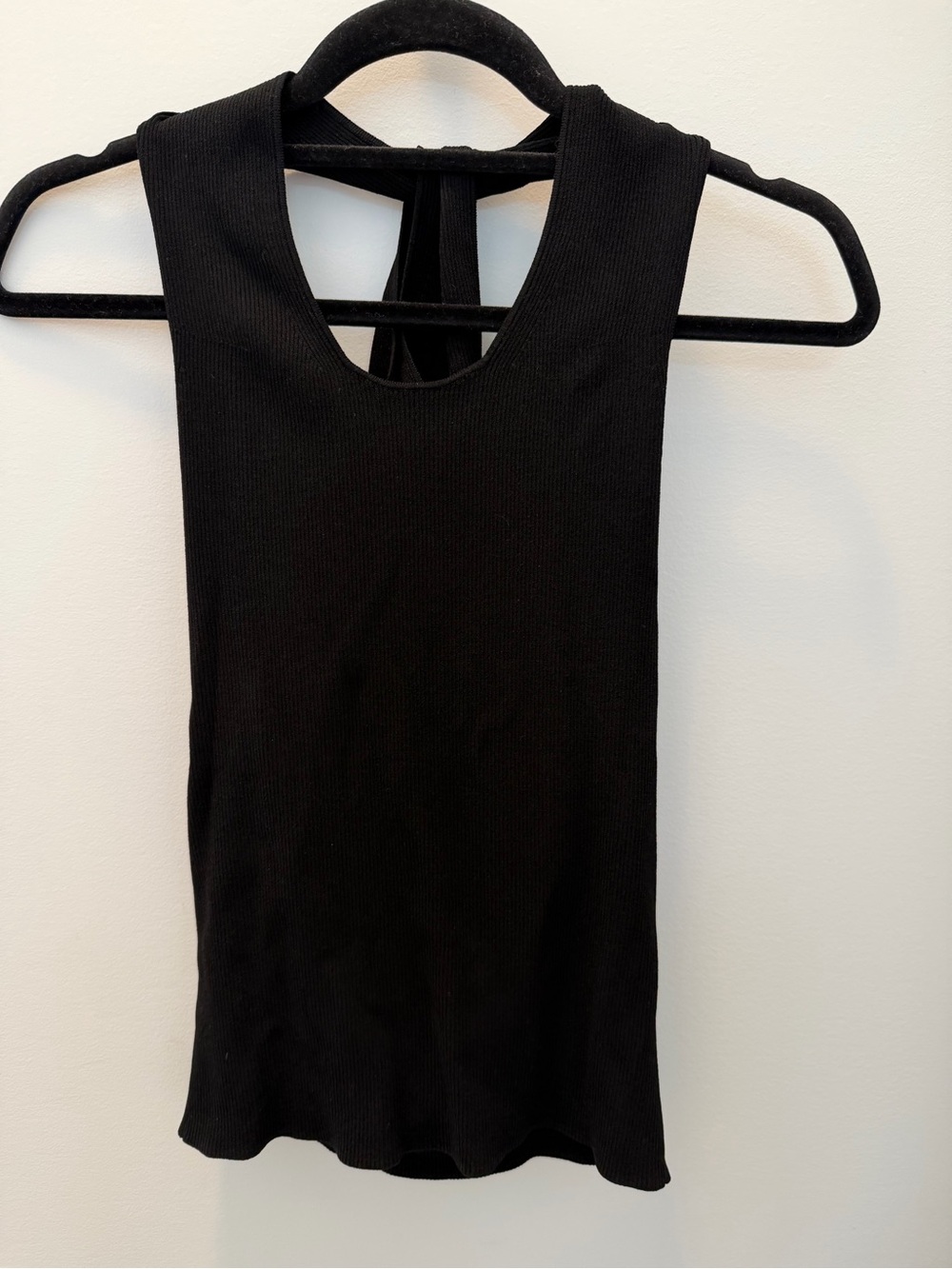 Helmut Lang Black Ribbed twist back Tank